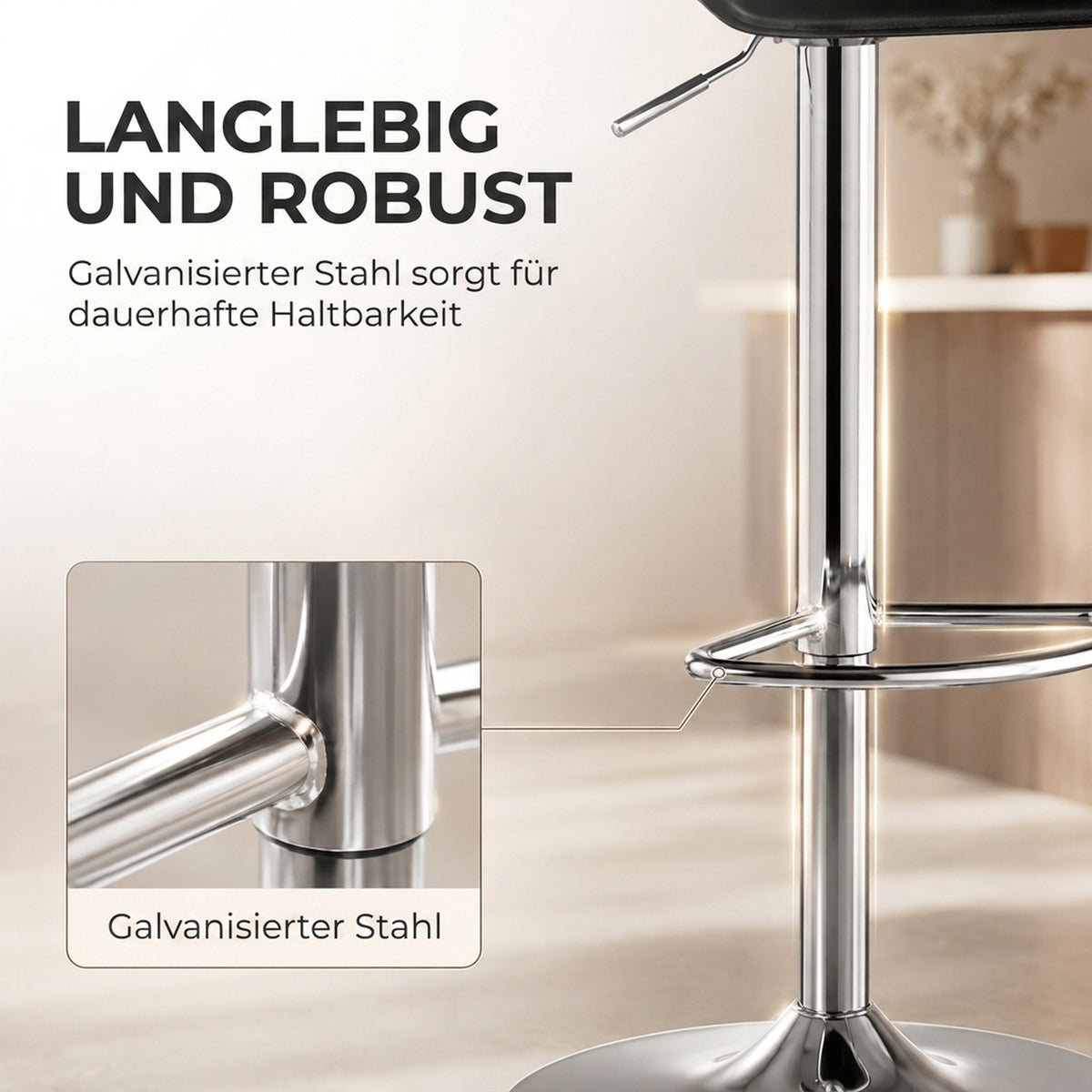 Höhenverstellbarer Barhocker mit 360° Drehfunktion