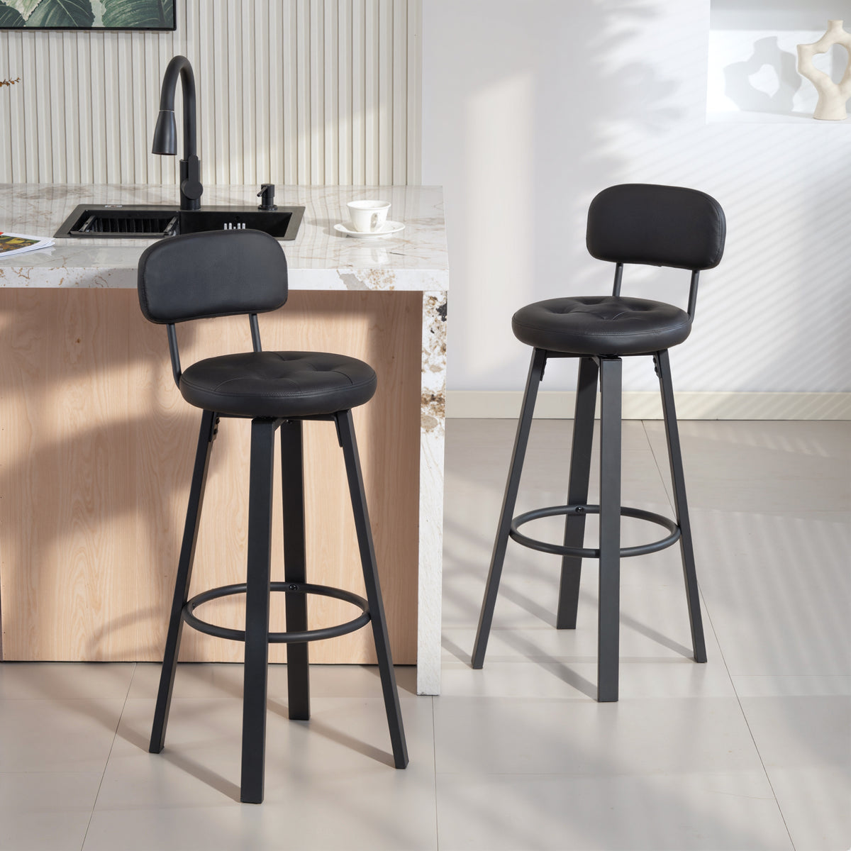 2er-Set Barhocker mit Drehfunktion und Fußstütze