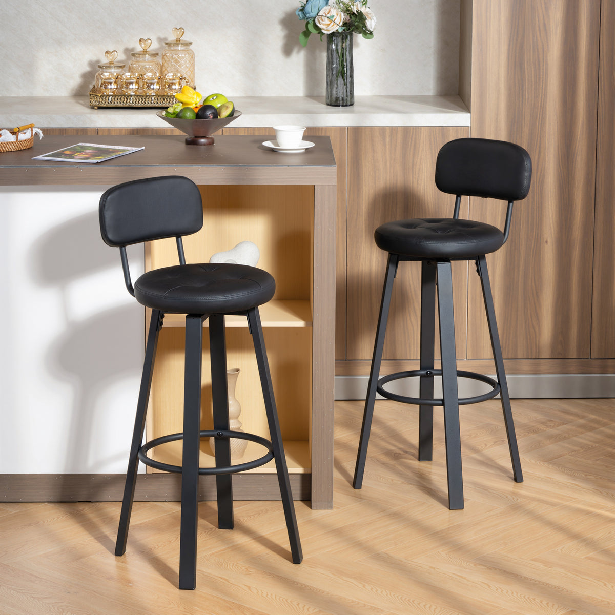 2er-Set Barhocker mit Drehfunktion und Fußstütze
