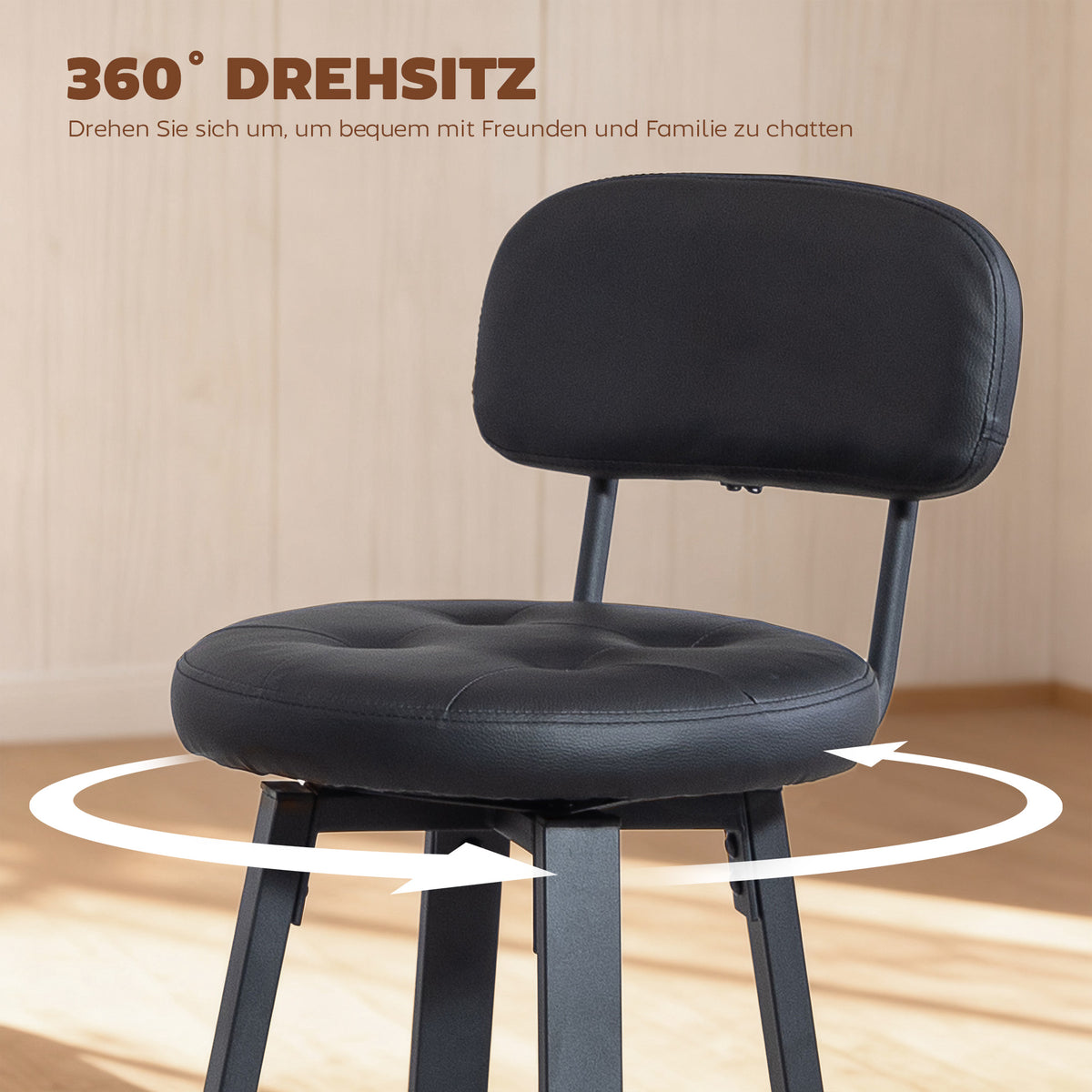 2er-Set Barhocker mit Drehfunktion und Fußstütze