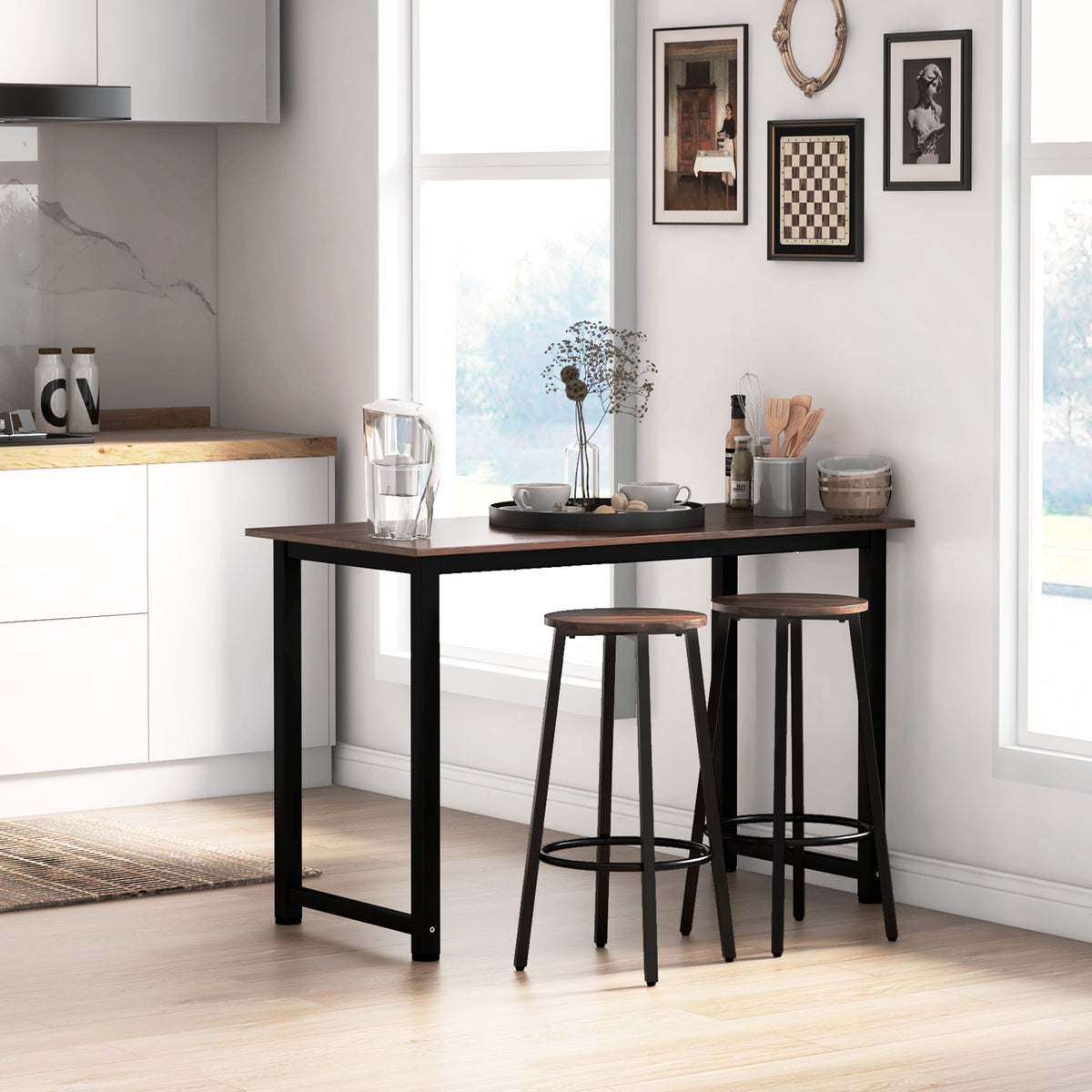 Barhocker-Set mit Fußstütze im Industrial Design