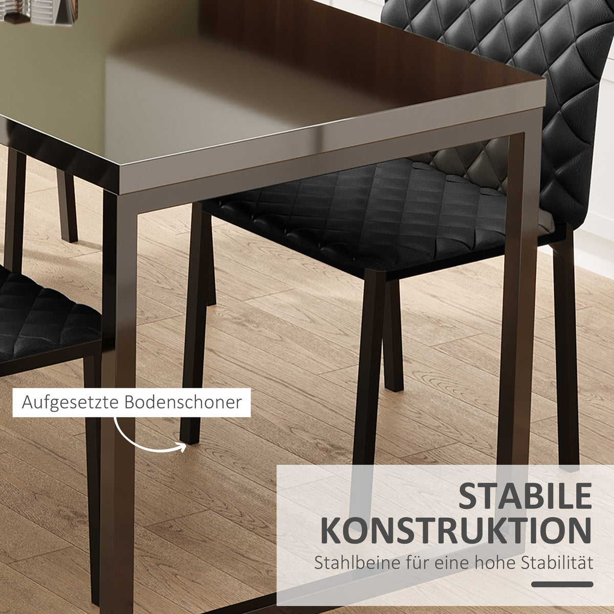 4er-Set Esszimmerstühle mit Rautensteppung