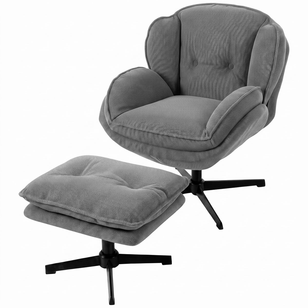Drehsessel mit höhenverstellbarem Fußhocker