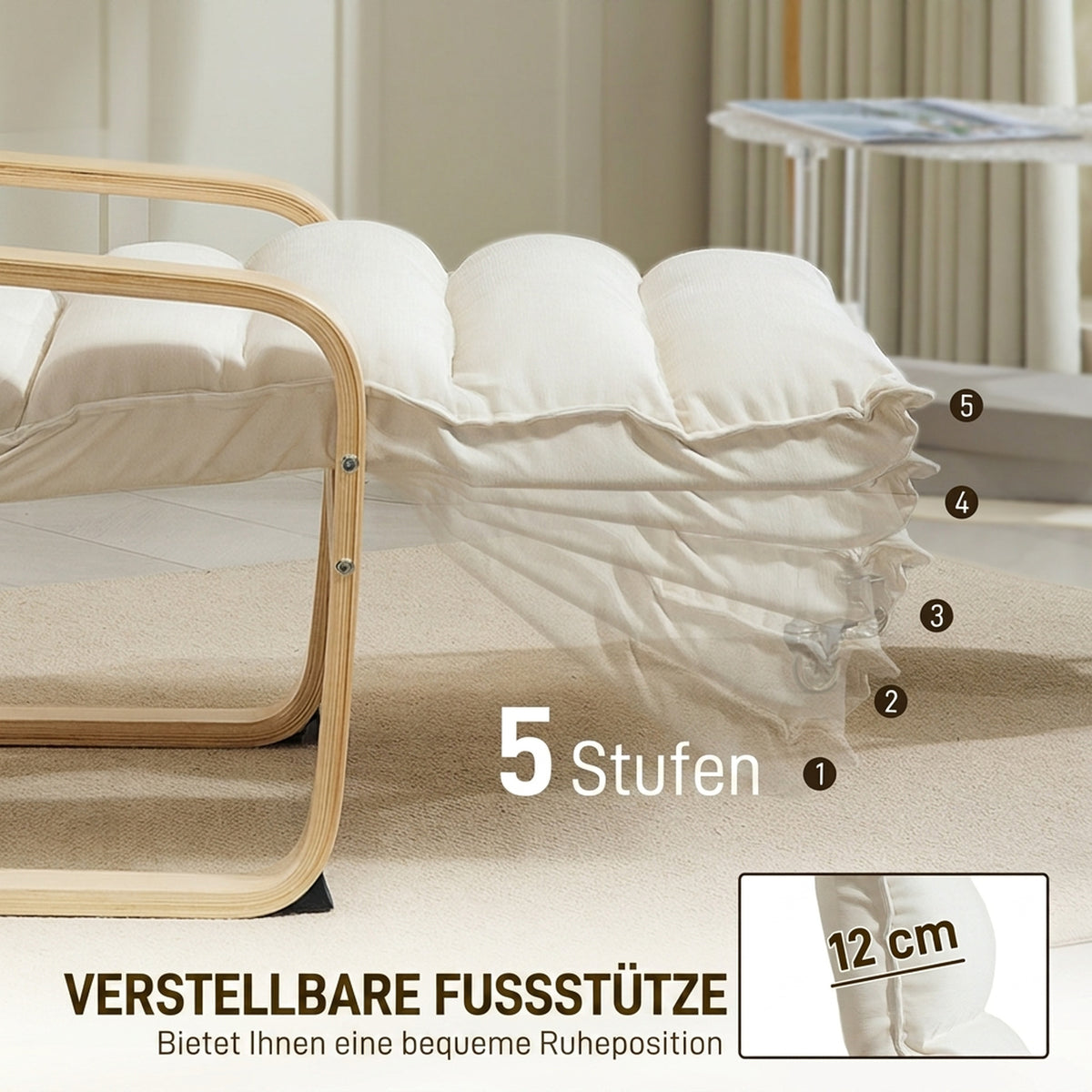 Schaukelsessel mit verstellbarer Fußstütze