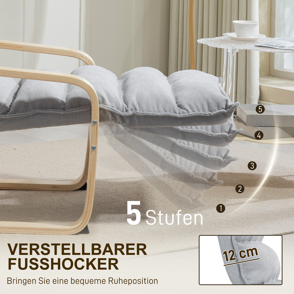 Schaukelsessel mit verstellbarer Fußstütze