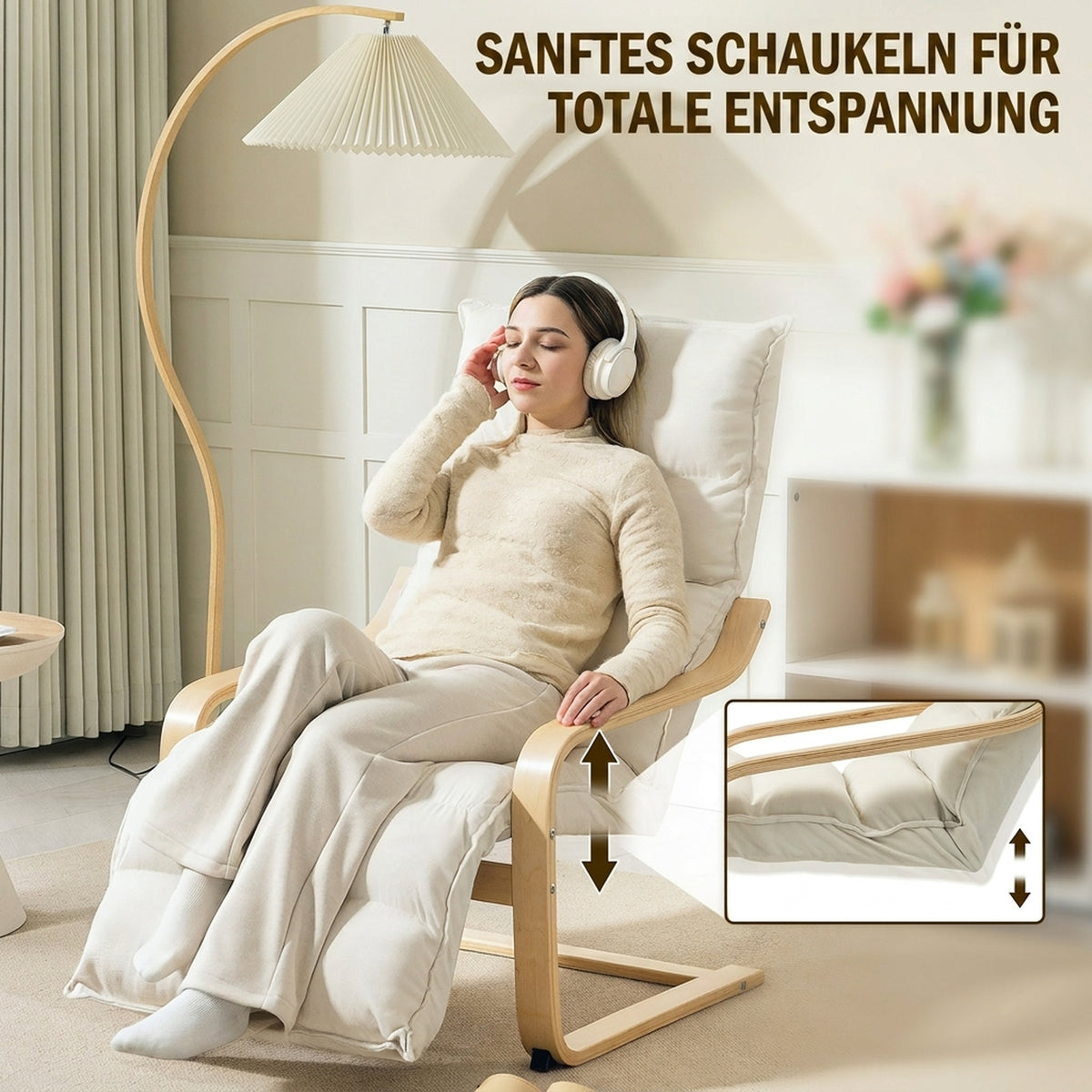 Schaukelsessel mit verstellbarer Fußstütze