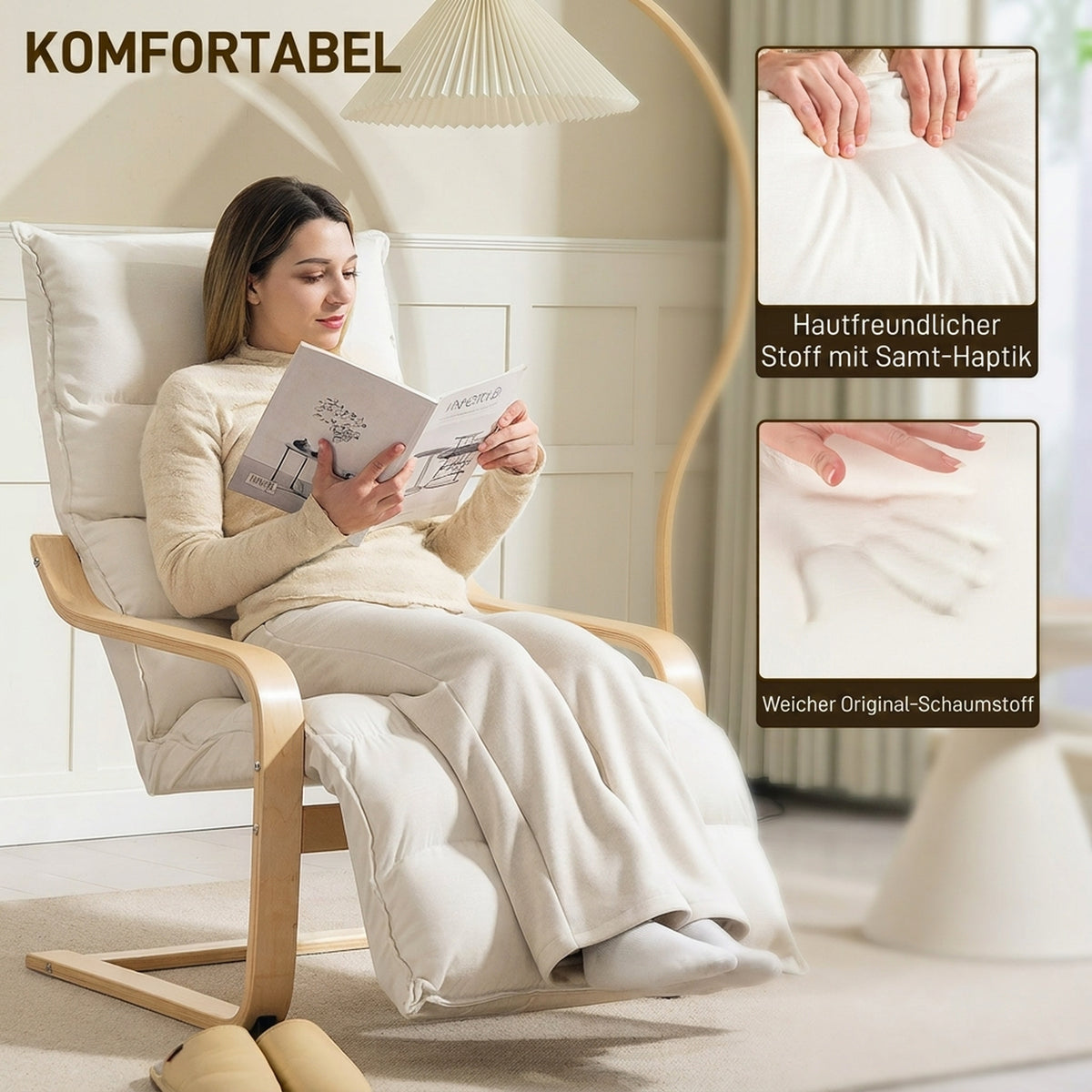 Schaukelsessel mit verstellbarer Fußstütze