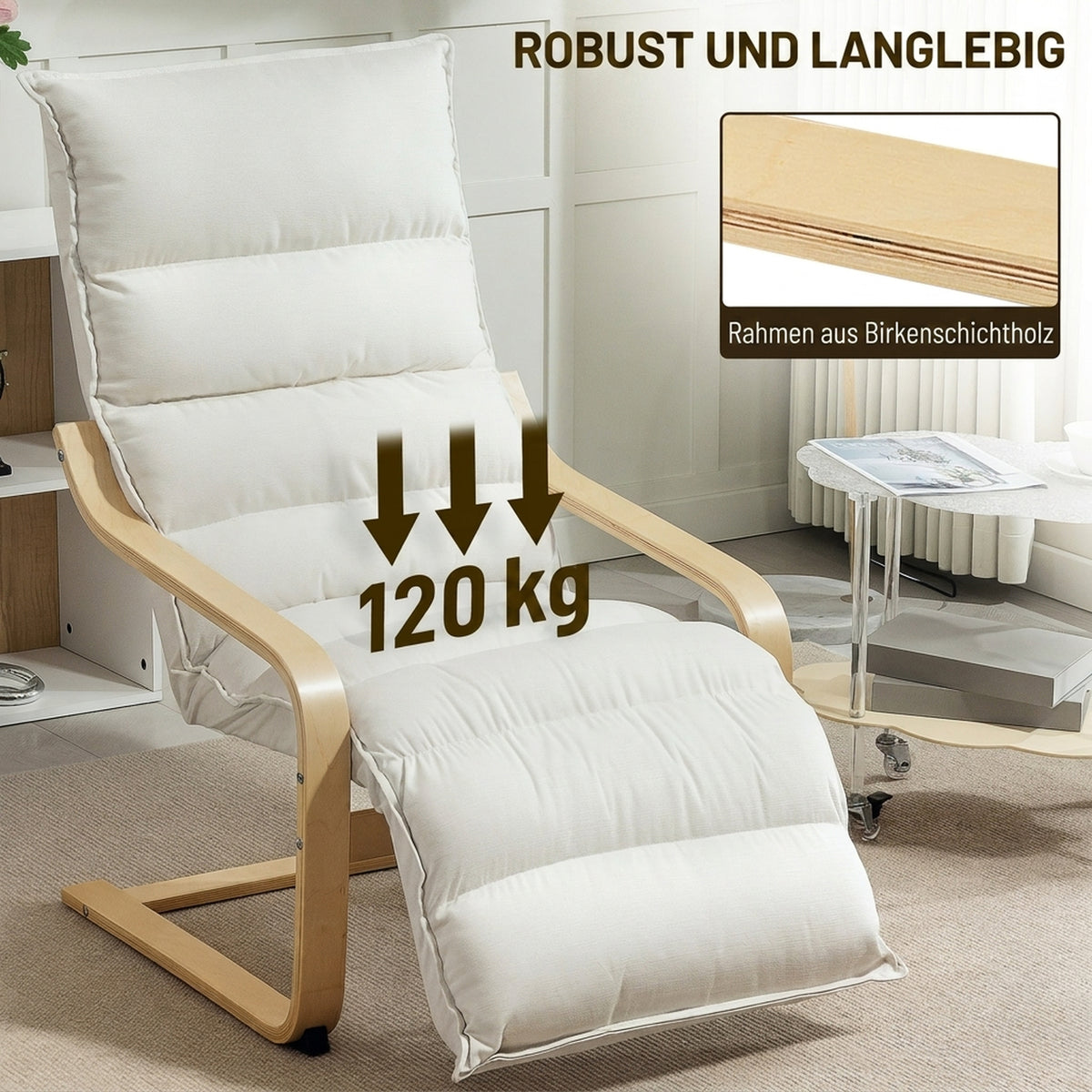 Schaukelsessel mit verstellbarer Fußstütze