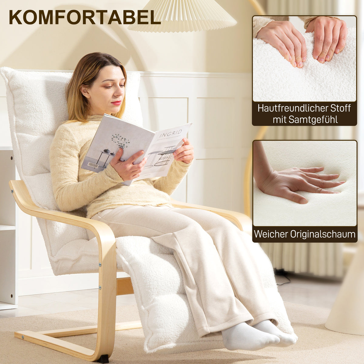 Schaukelsessel mit verstellbarer Fußstütze