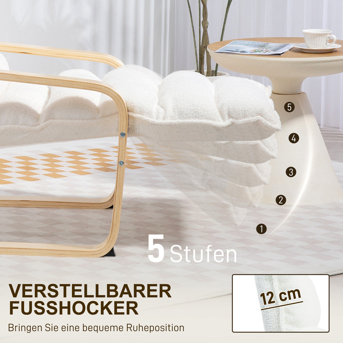 Schaukelsessel mit verstellbarer Fußstütze