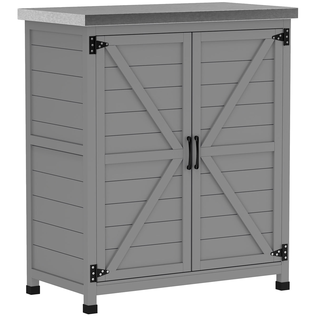 Gartenschrank mit Arbeitsfläche und Innenregal