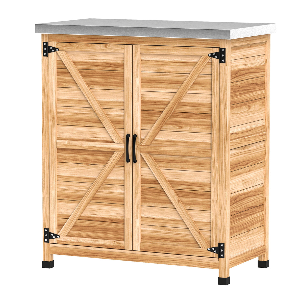 Gartenschrank mit Arbeitsfläche und Innenregal