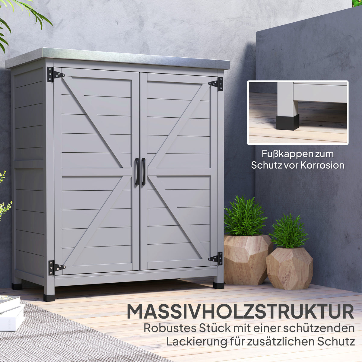 Gartenschrank mit Arbeitsfläche und Innenregal