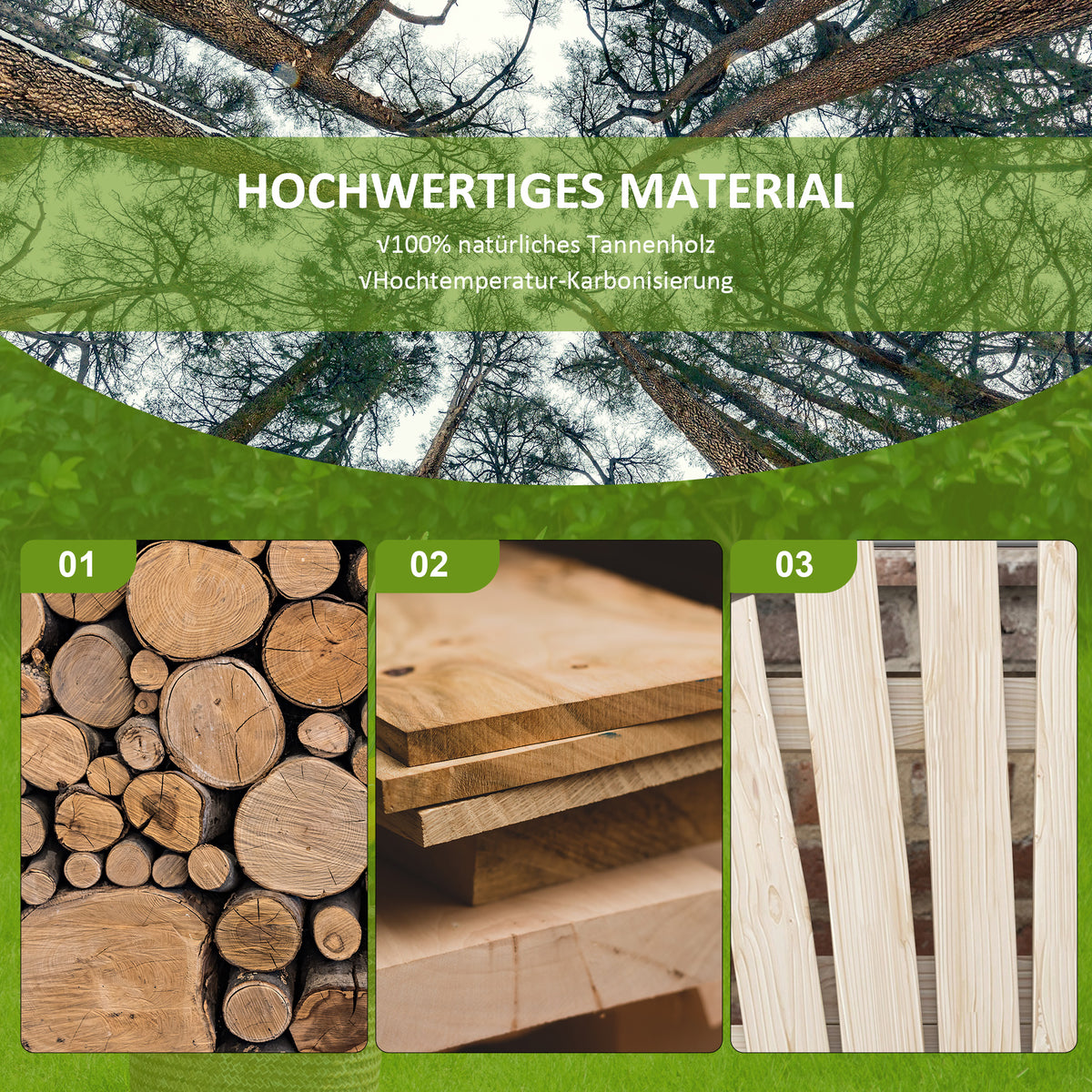 Gartenbank aus Tannenholz mit Wagenrad-Armlehnen