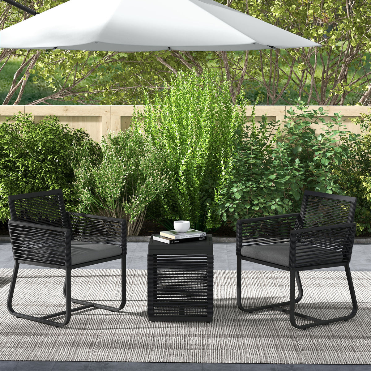 3-teiliges Balkon-Bistroset mit Glastisch