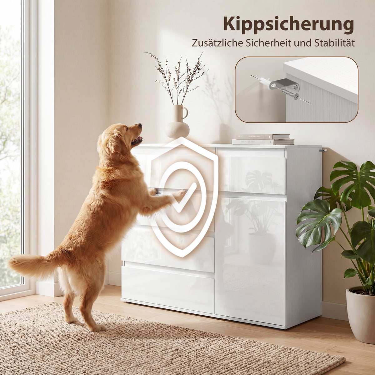 Sideboard mit fünf Schubladen und Soft-Close-Tür