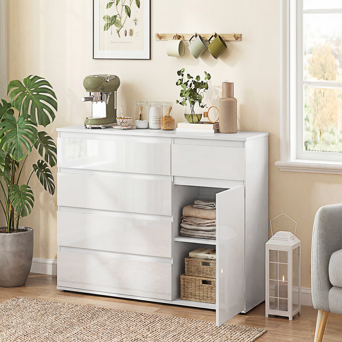 Sideboard mit fünf Schubladen und Soft-Close-Tür