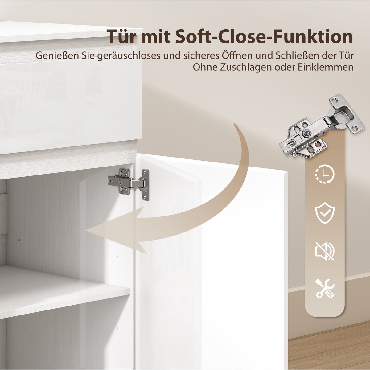 Sideboard mit fünf Schubladen und Soft-Close-Tür