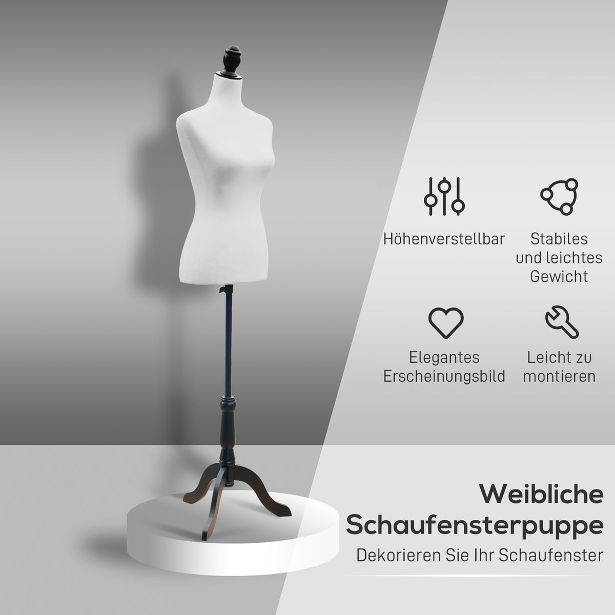 Schneiderpuppe mit höhenverstellbarem Dreibeinständer