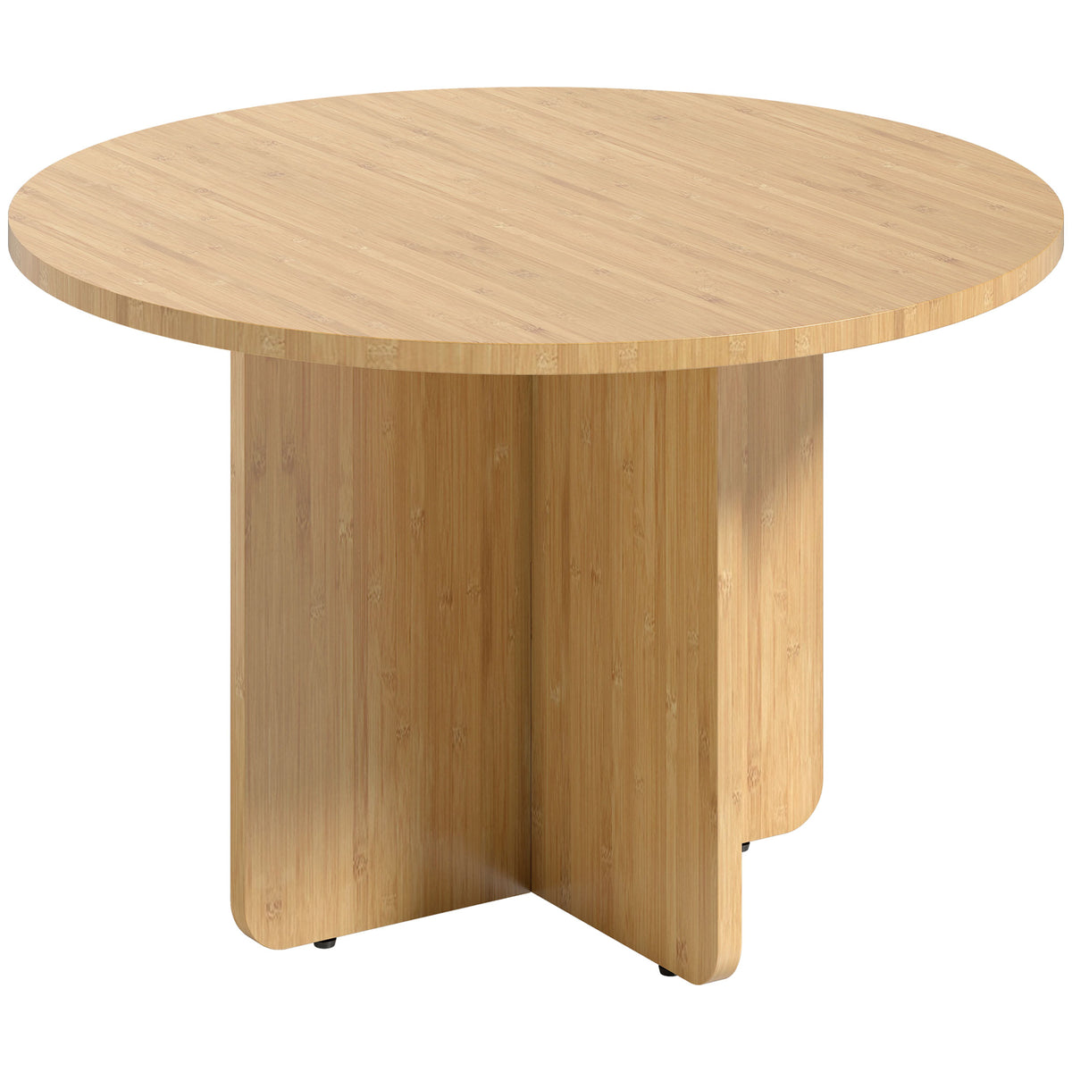 Runder Couchtisch aus Bambus mit Kreuzgestell