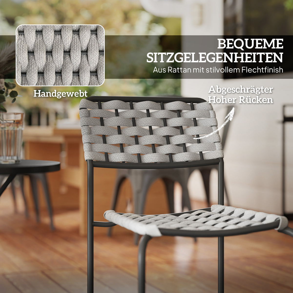 3-teiliges Balkonmöbelset mit 2 Stühlen