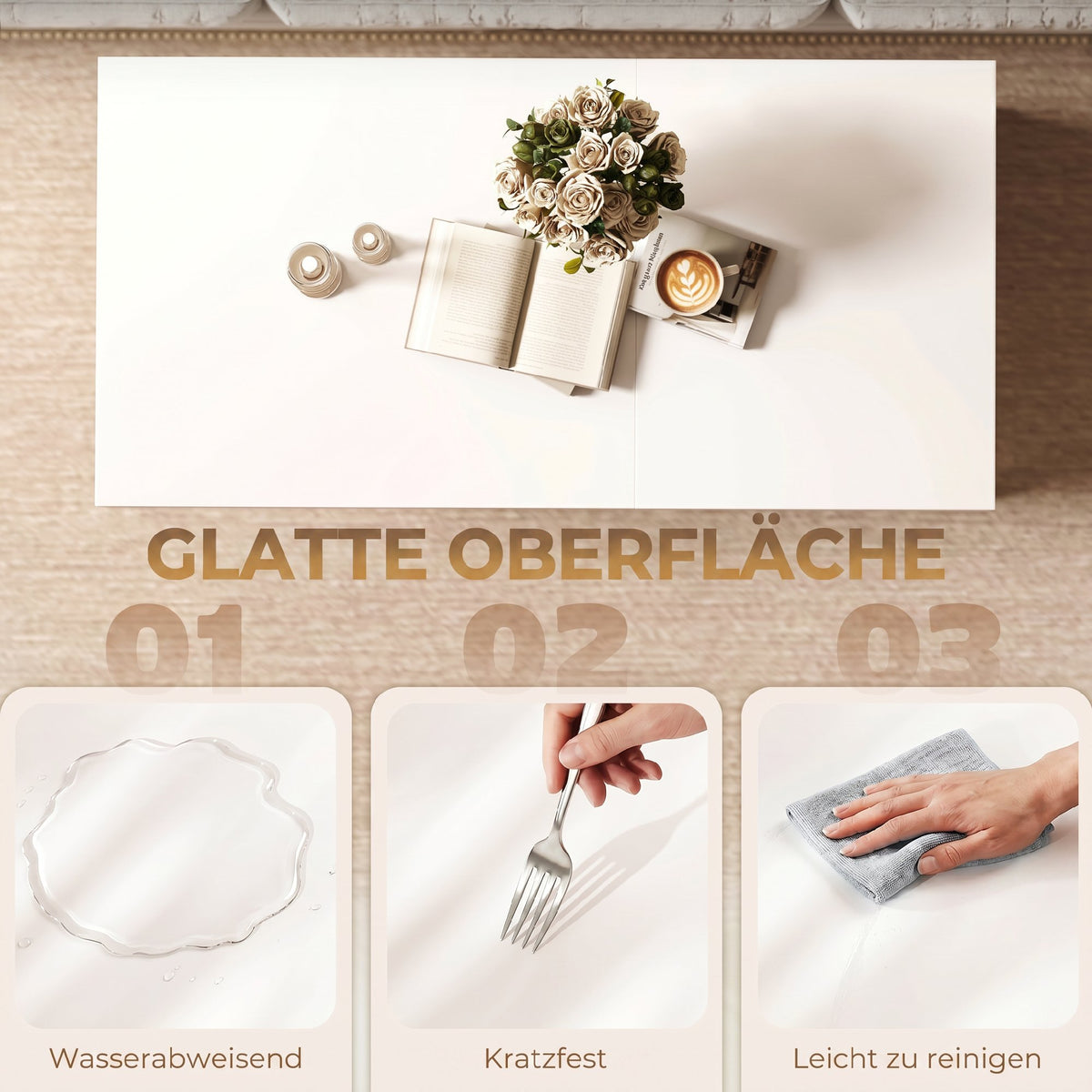 Höhenverstellbarer Couchtisch mit Stauraum