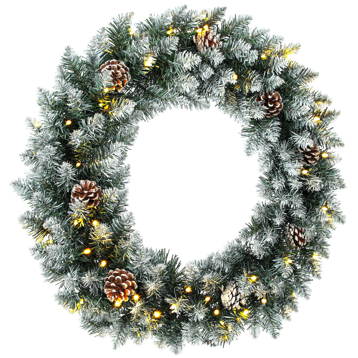Beleuchteter Weihnachtskranz mit 50 LEDs, 60 cm