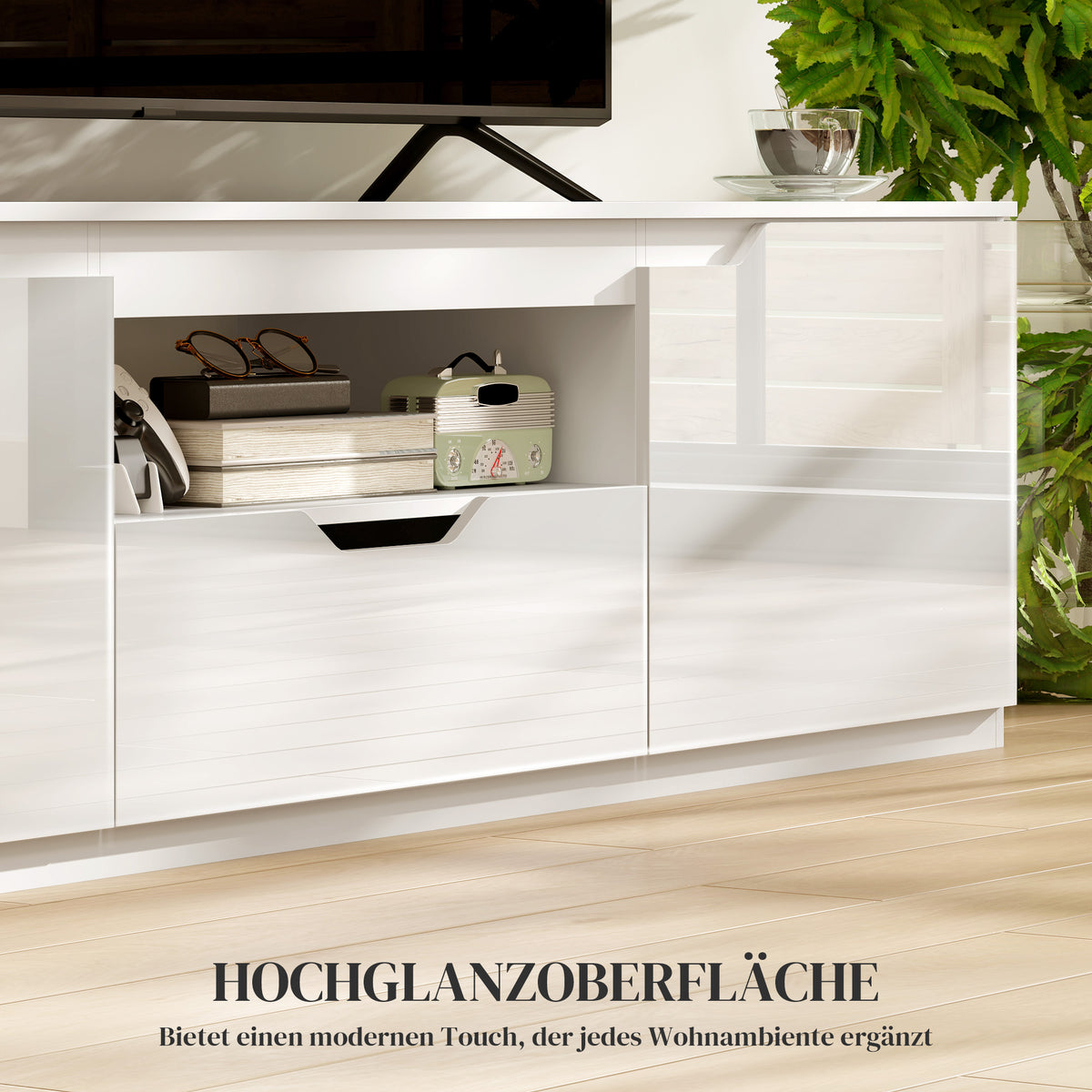 TV-Lowboard 160 cm mit Schublade und Kabelführung