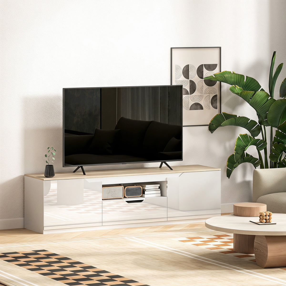 TV-Lowboard 160 cm mit Schublade und Kabelführung