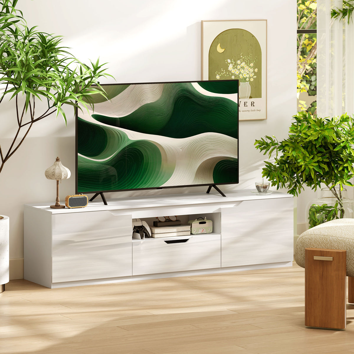 TV-Lowboard 160 cm mit Schublade und Kabelführung