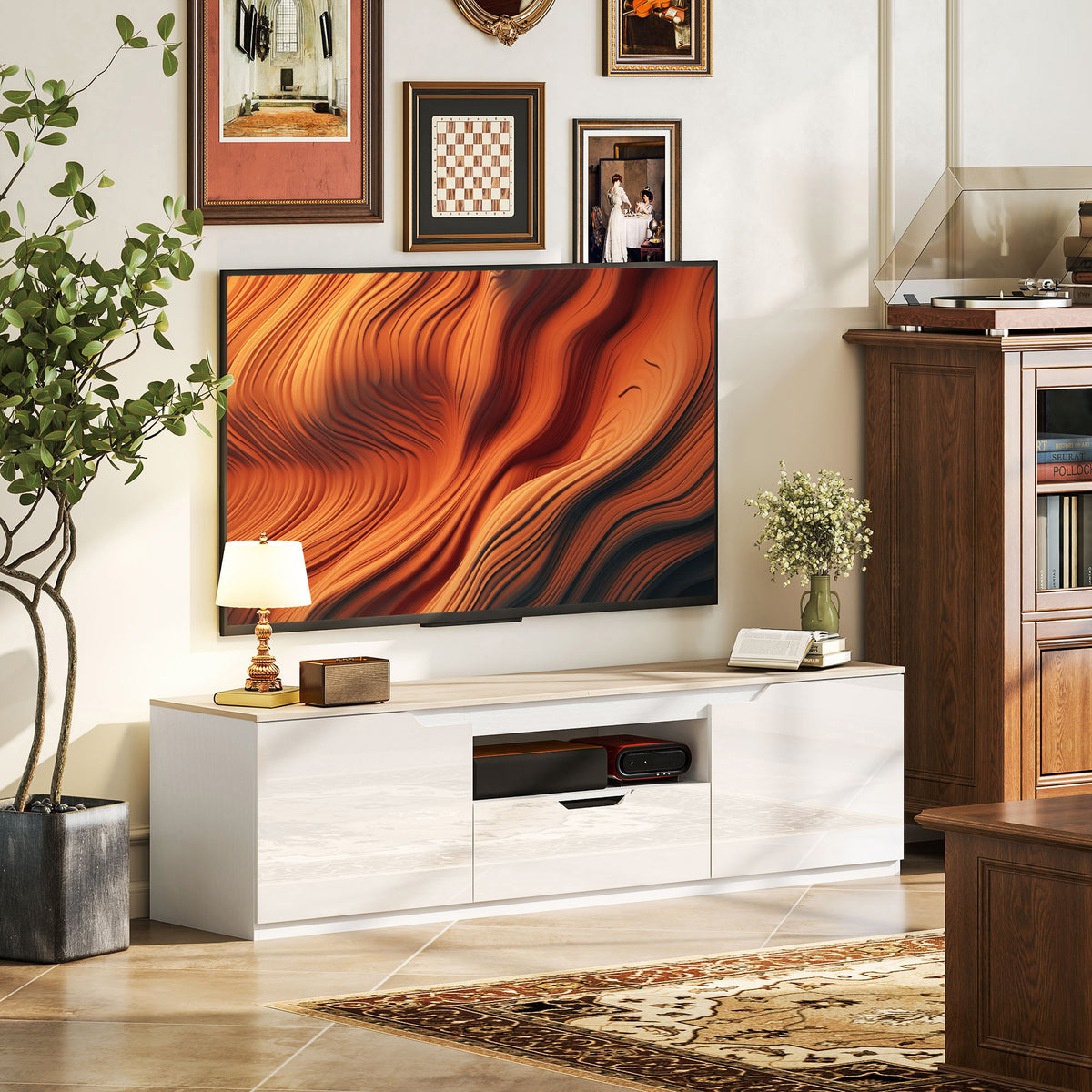 TV-Lowboard 160 cm mit Schublade und Kabelführung