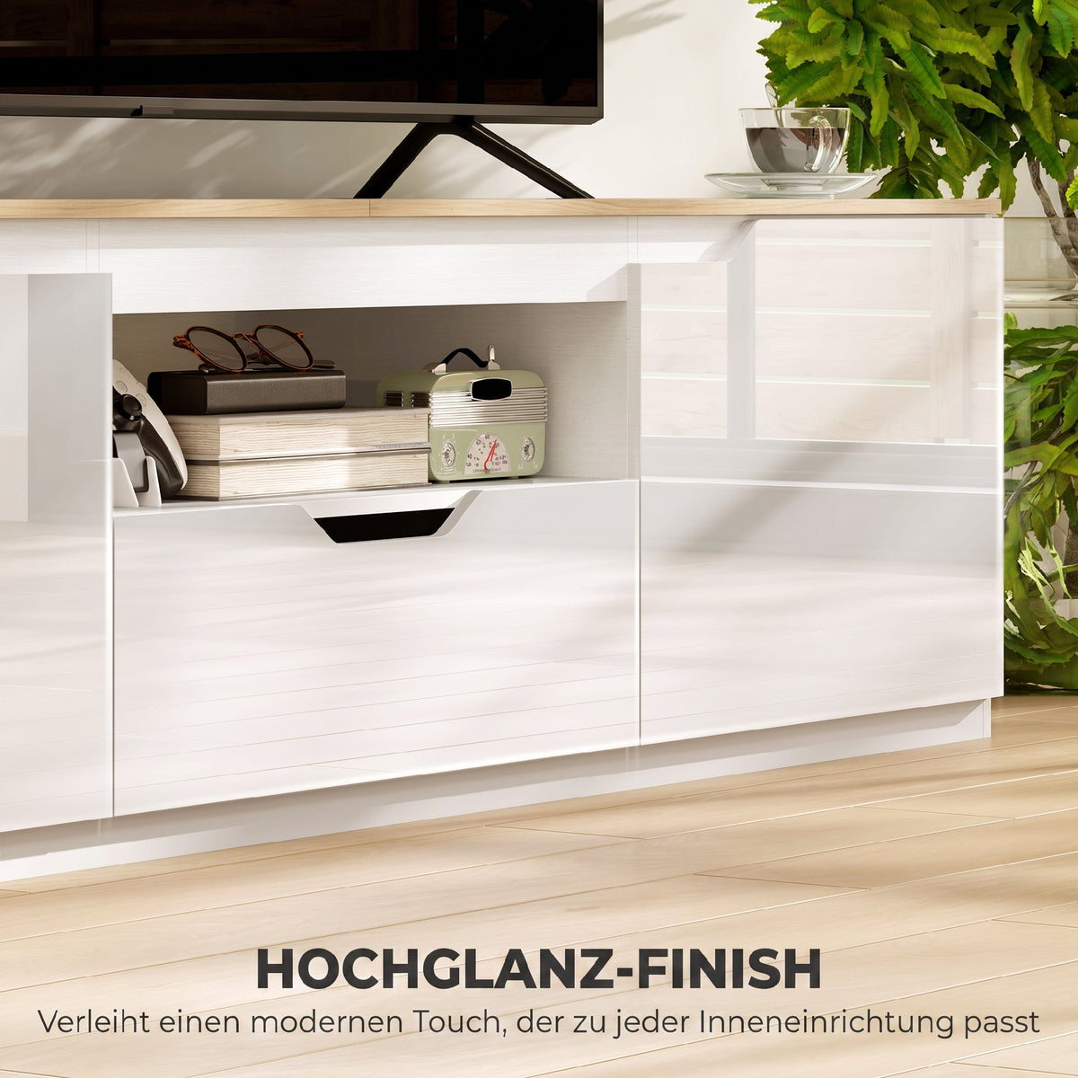 TV-Lowboard 160 cm mit Schublade und Kabelführung