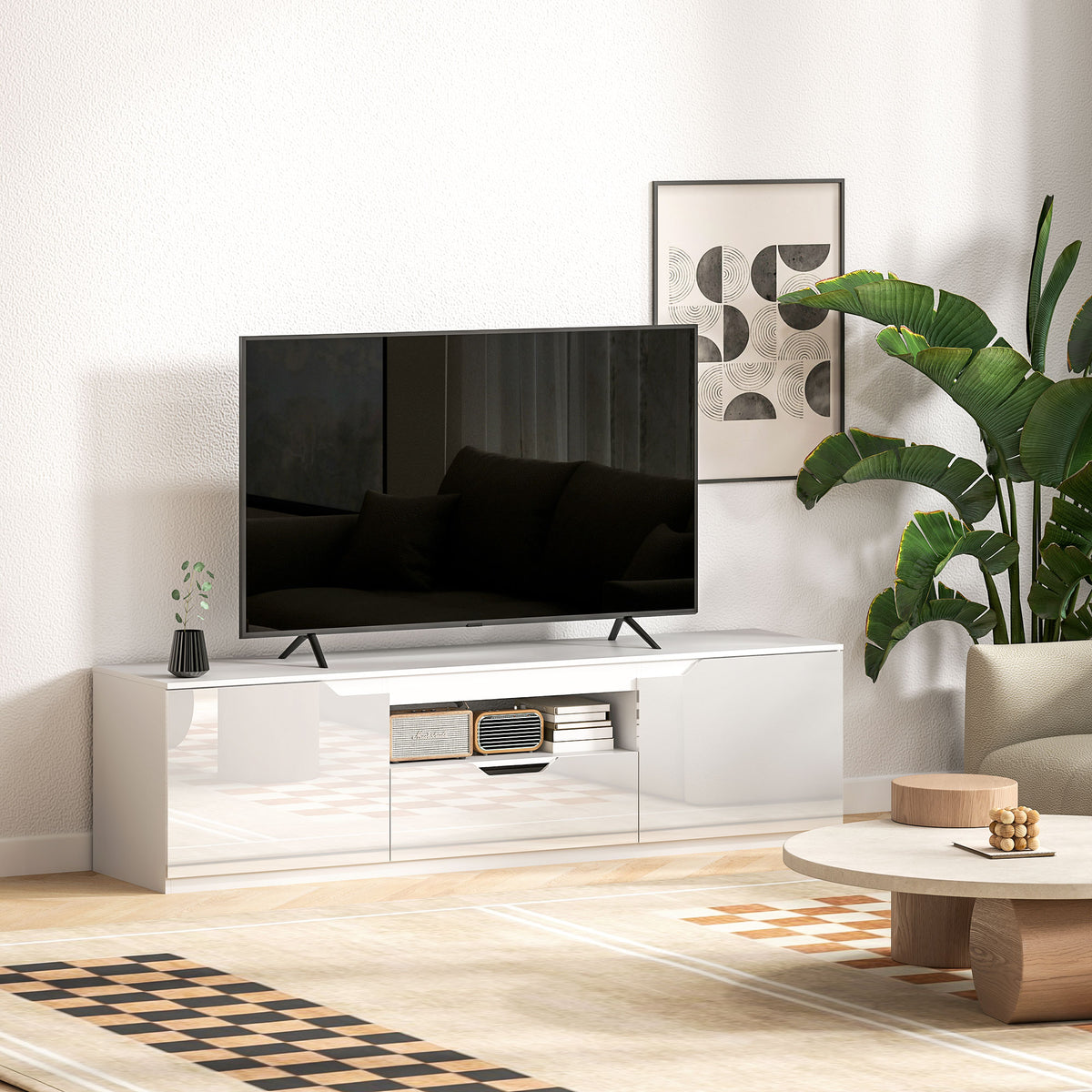 TV-Lowboard 160 cm mit Schublade und Kabelführung