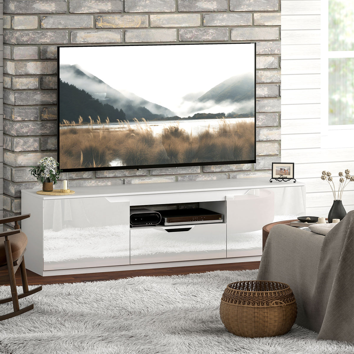 TV-Lowboard 160 cm mit Schublade und Kabelführung