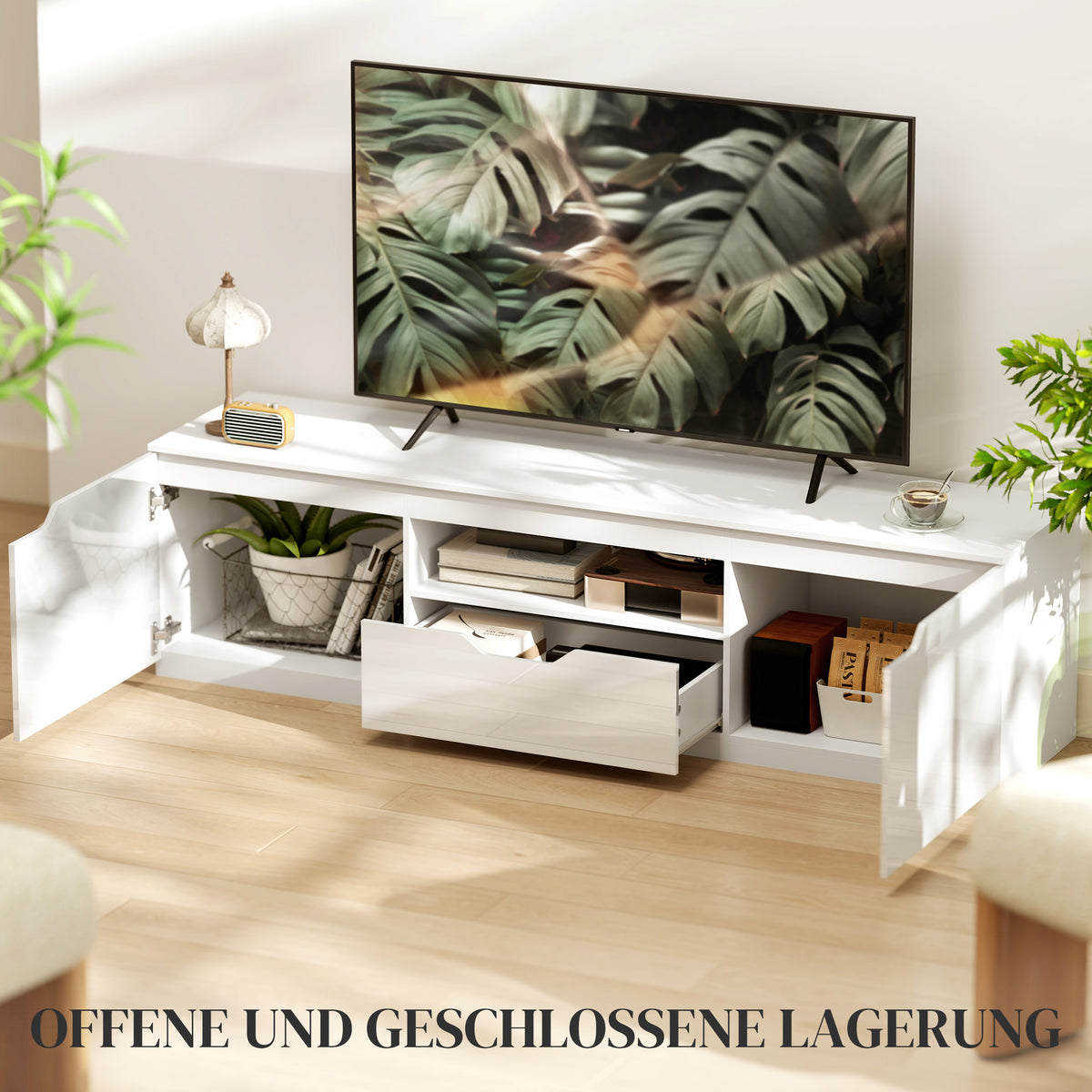 TV-Lowboard 160 cm mit Schublade und Kabelführung