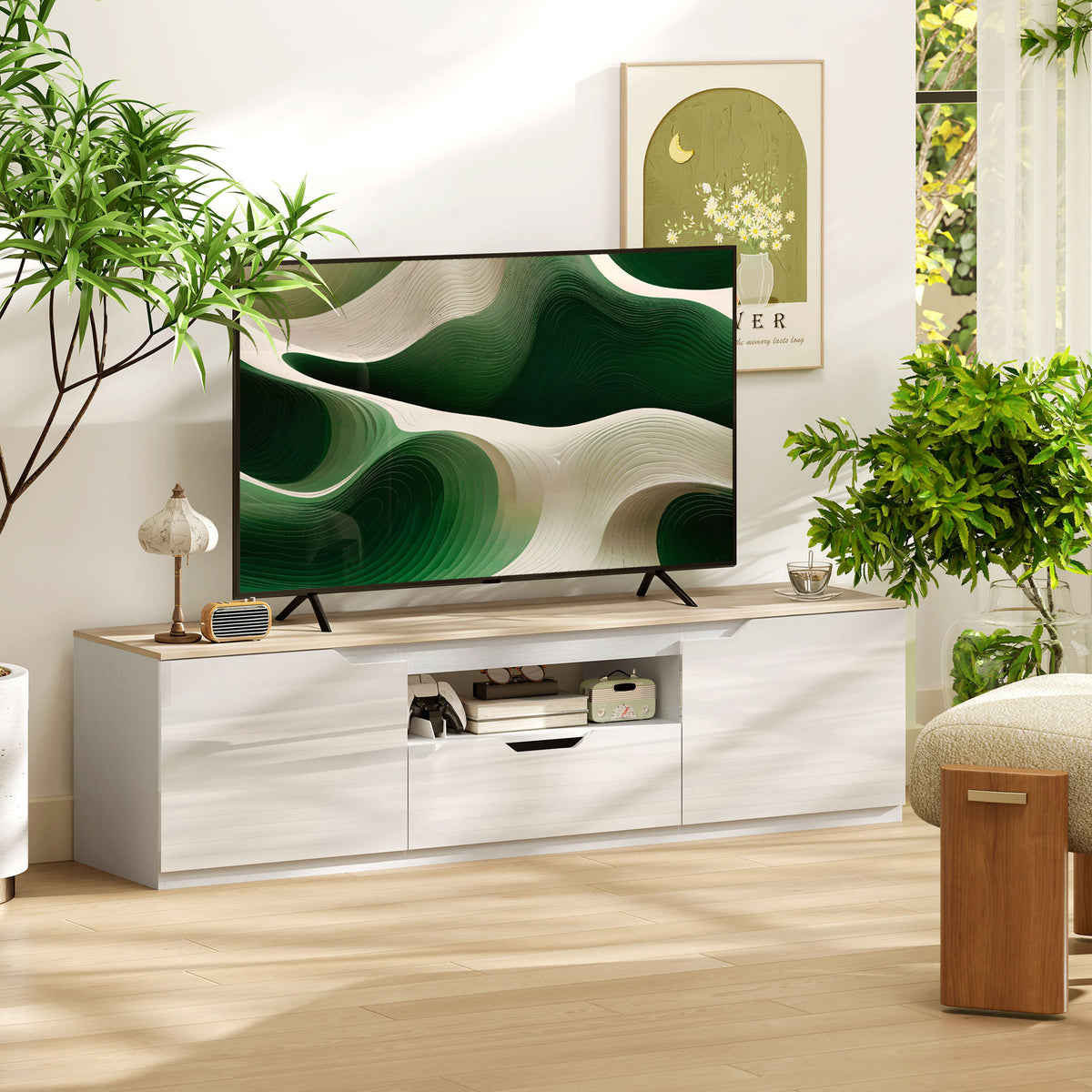 TV-Lowboard 160 cm mit Schublade und Kabelführung