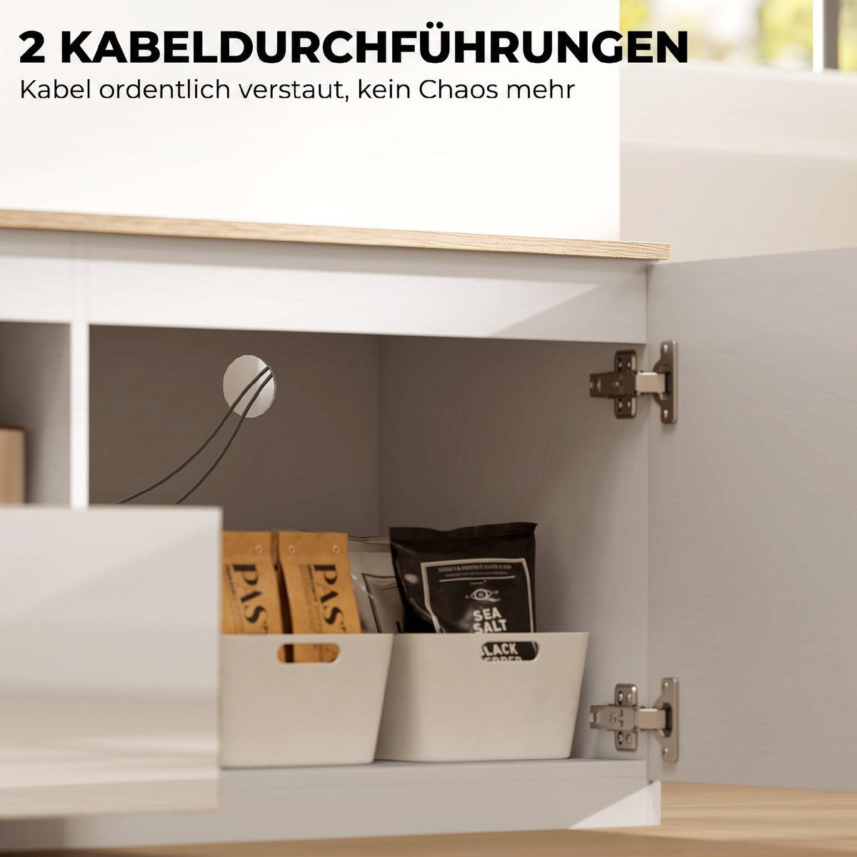 TV-Lowboard 160 cm mit Schublade und Kabelführung