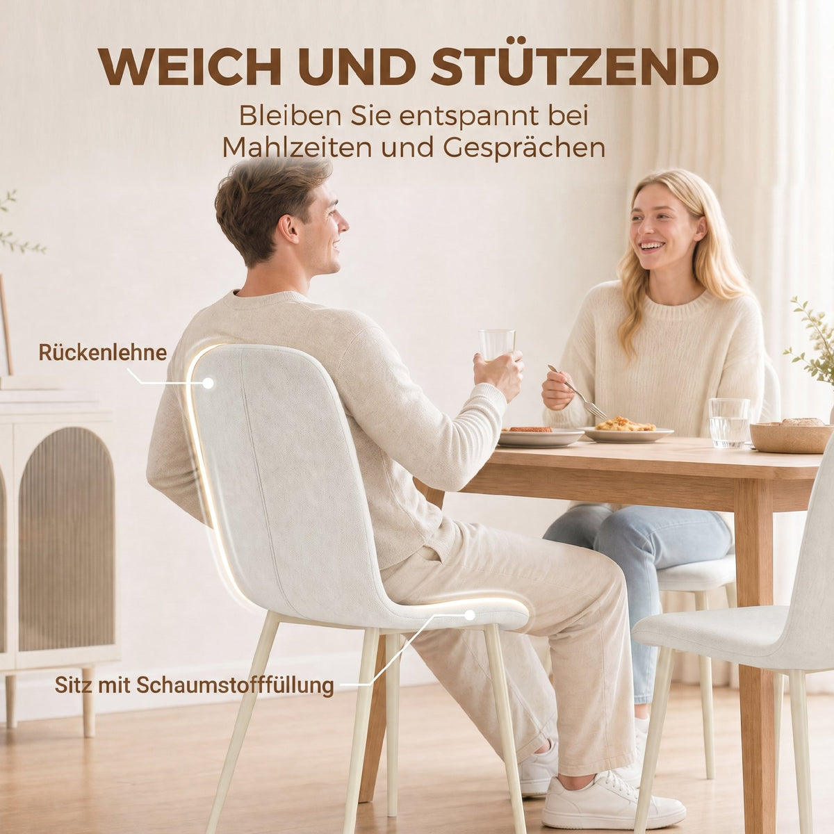 Esszimmerstühle im 2er-Set mit Polsterung