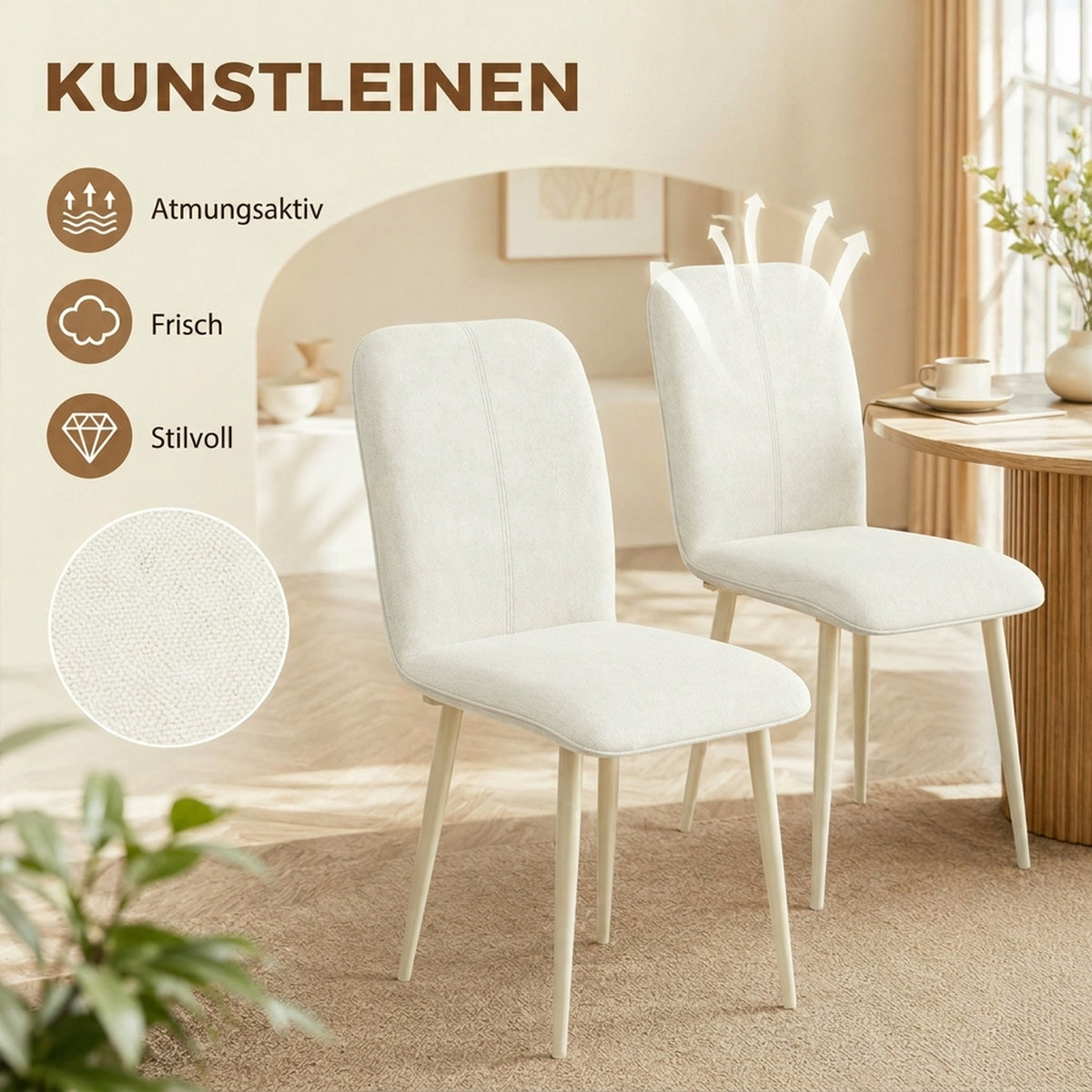 Esszimmerstühle im 2er-Set mit Polsterung
