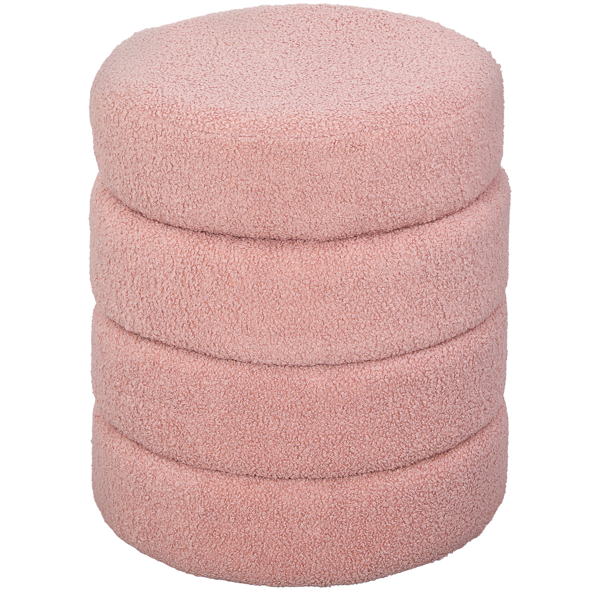 Runder Fußhocker mit Teddyfleece und Schaumstoffpolsterung