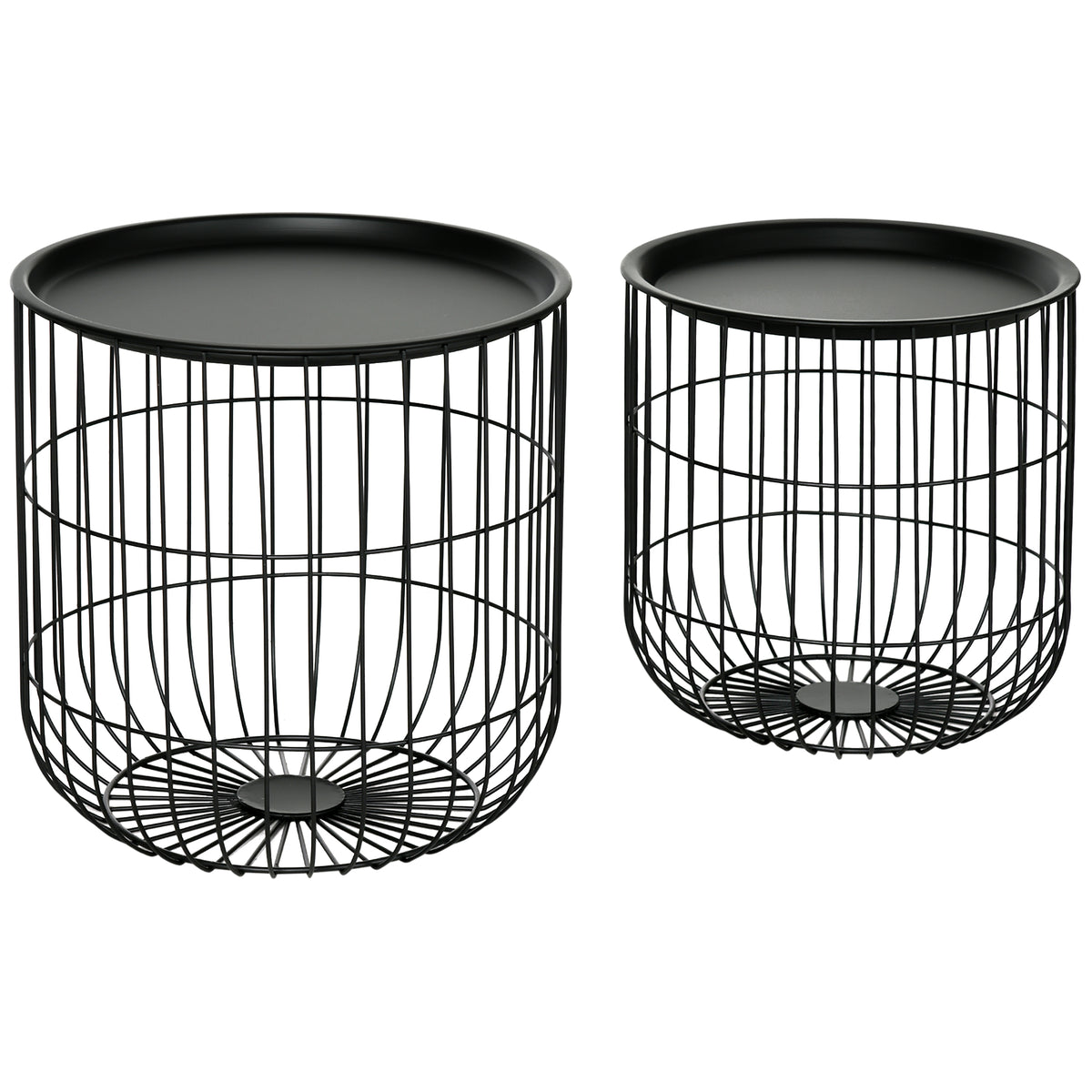 Beistelltisch-Set, 2-teilig, stapelbar mit Stauraum