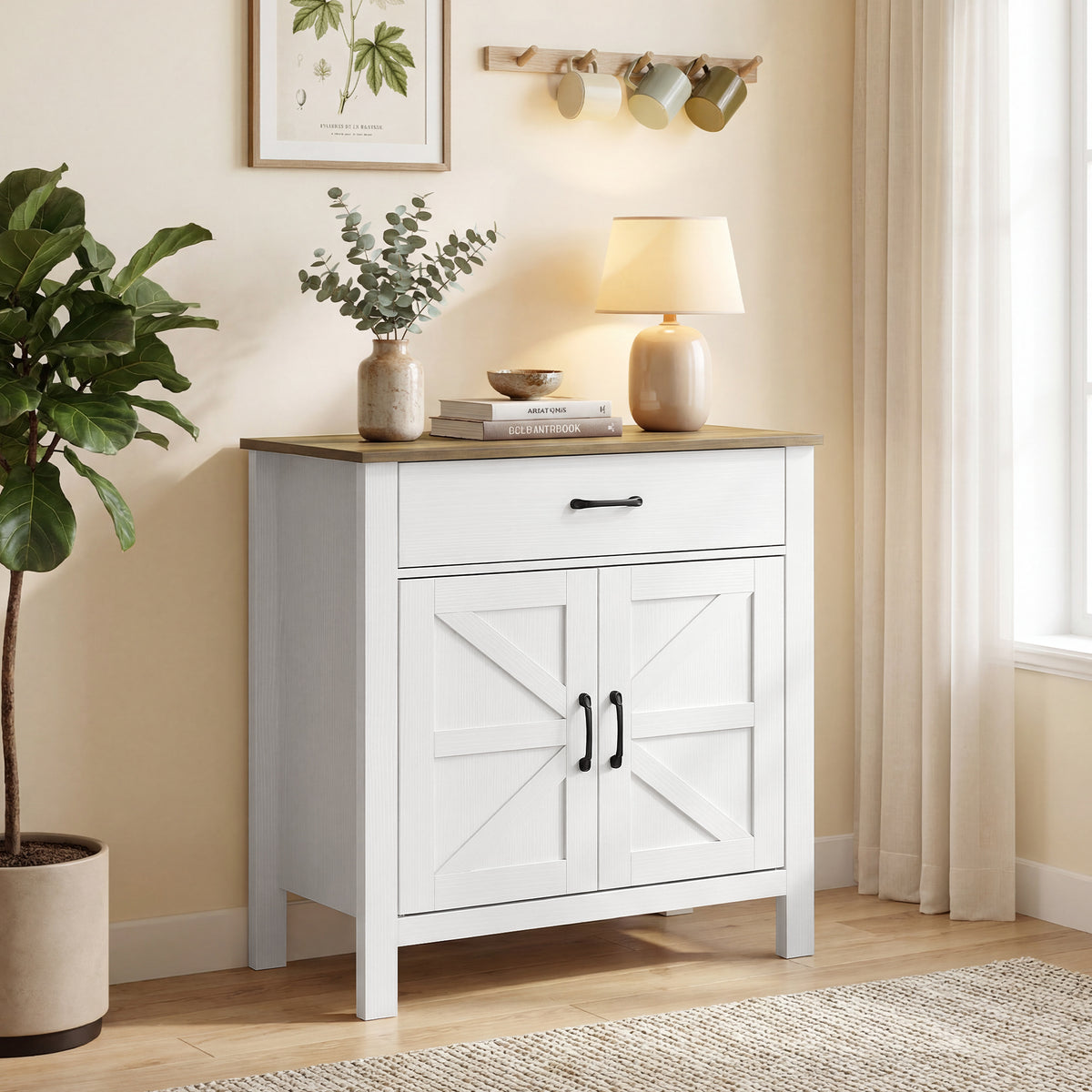 Sideboard mit Schiebetüren, Schublade und verstellbarem Regal