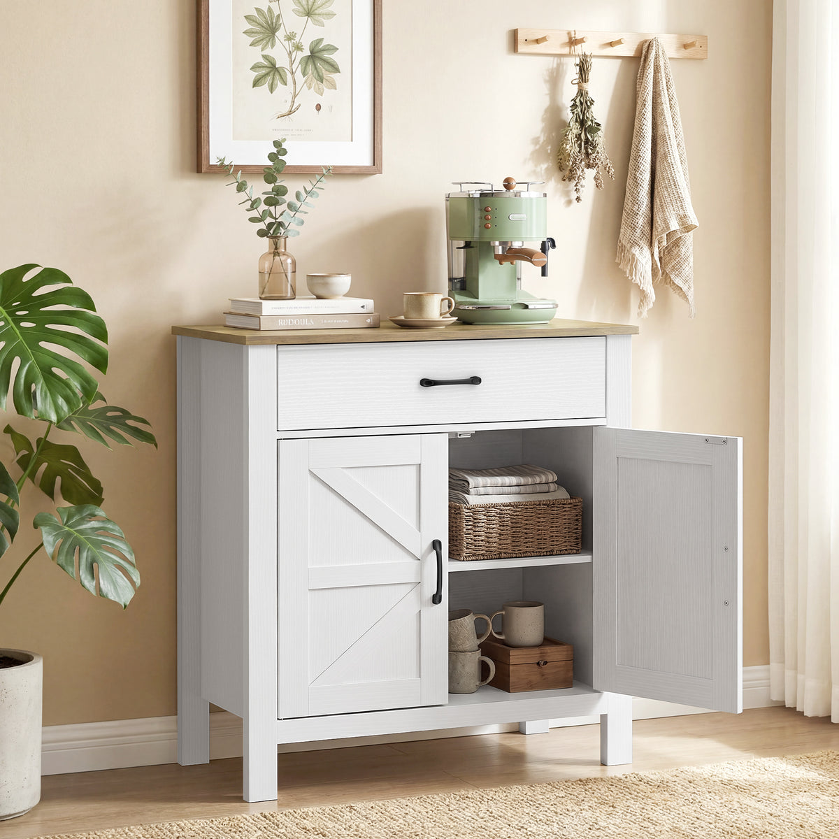 Sideboard mit Schiebetüren, Schublade und verstellbarem Regal