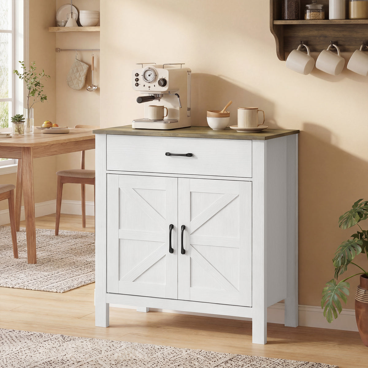 Sideboard mit Schiebetüren, Schublade und verstellbarem Regal