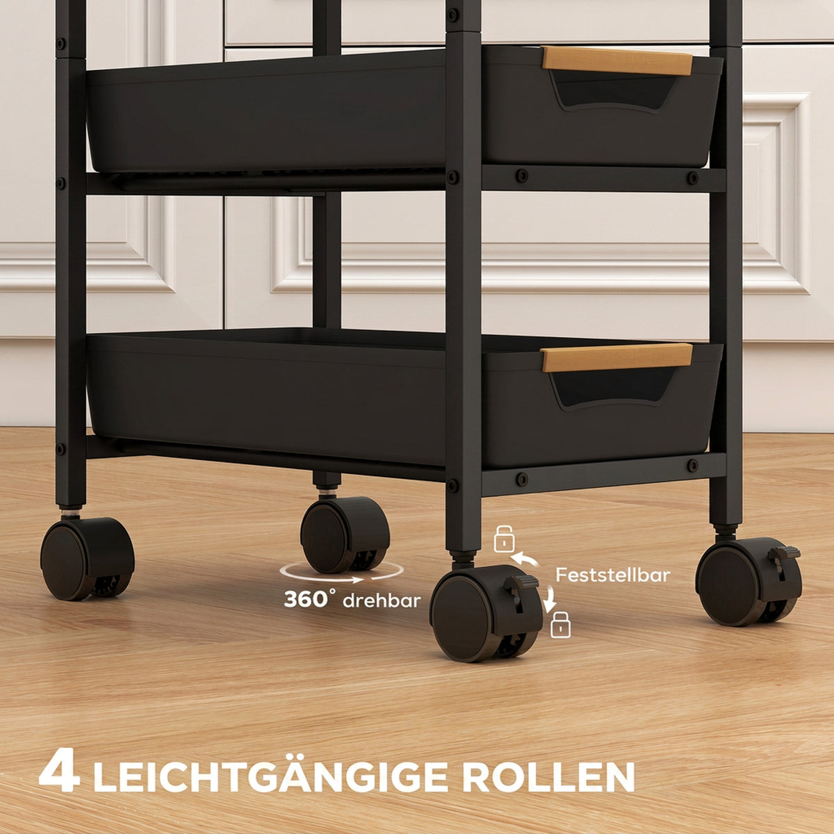 Schmaler Küchenwagen mit 4 Schubladen und Rollen
