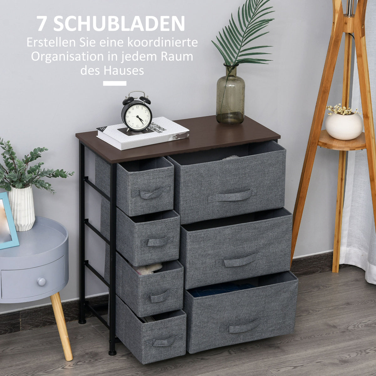 Kommode mit 7 faltbaren Stoffschubladen