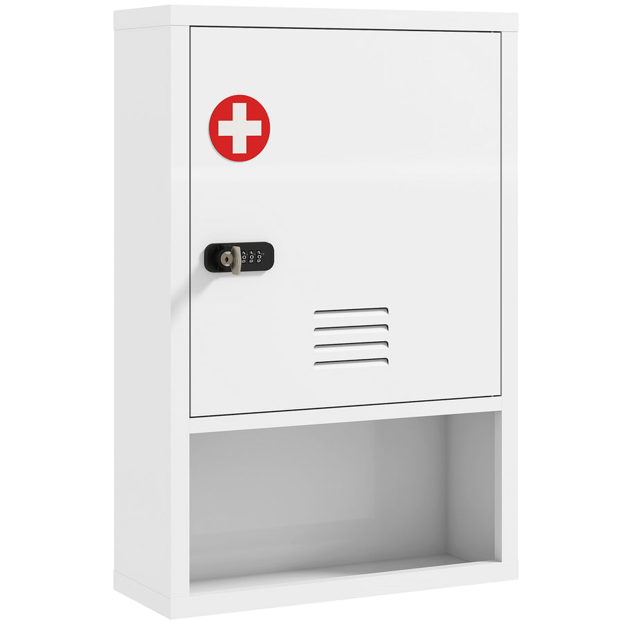Abschließbarer Medizinschrank aus Stahl mit Ablage