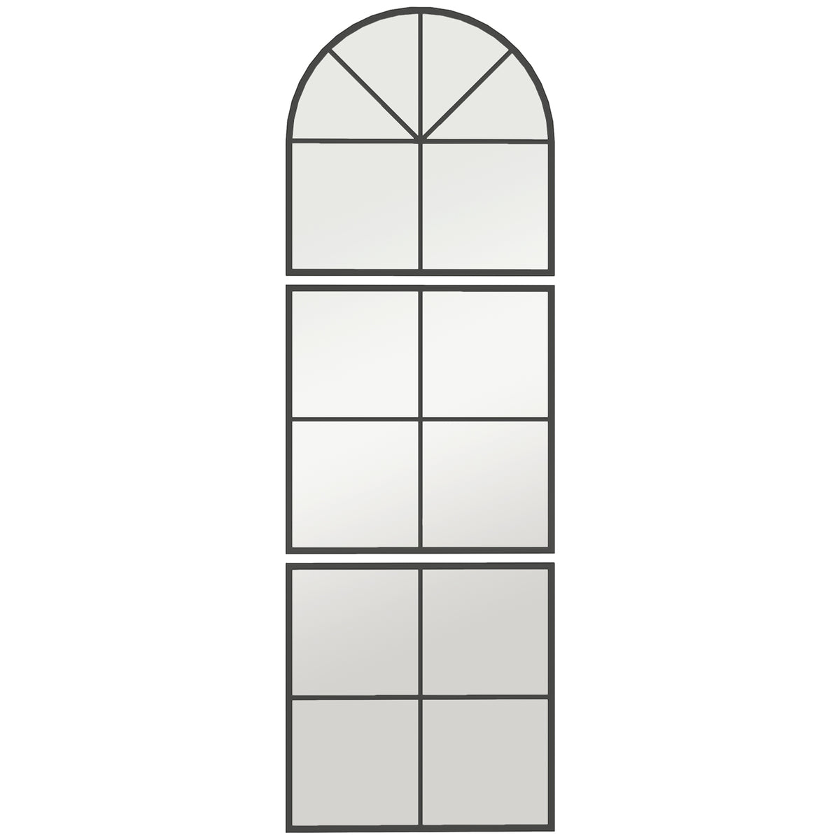 Dreiteiliger Wandspiegel mit Rundbogen, 180 cm