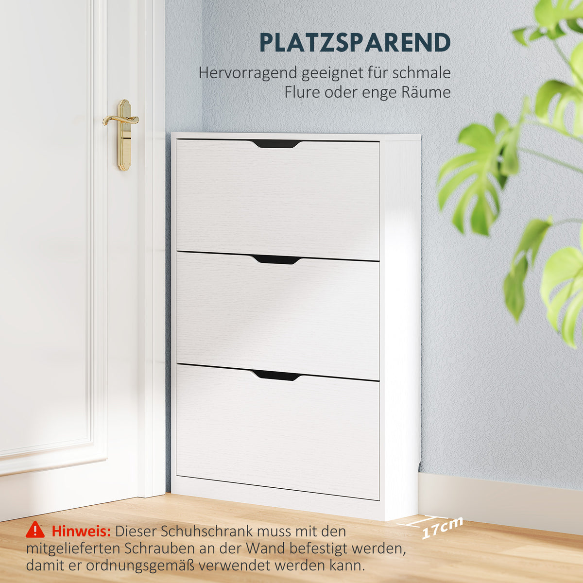 Schuhschrank mit 3 Klappschubladen für bis zu 12 Paar