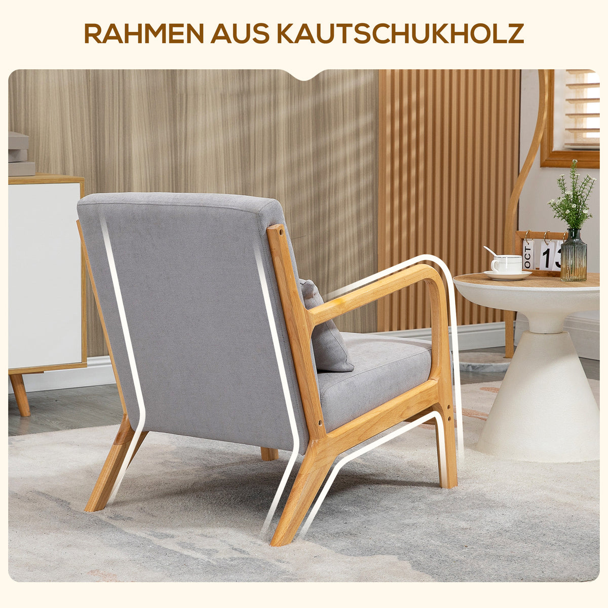 Loungesessel mit Holzrahmen und Samtoptik